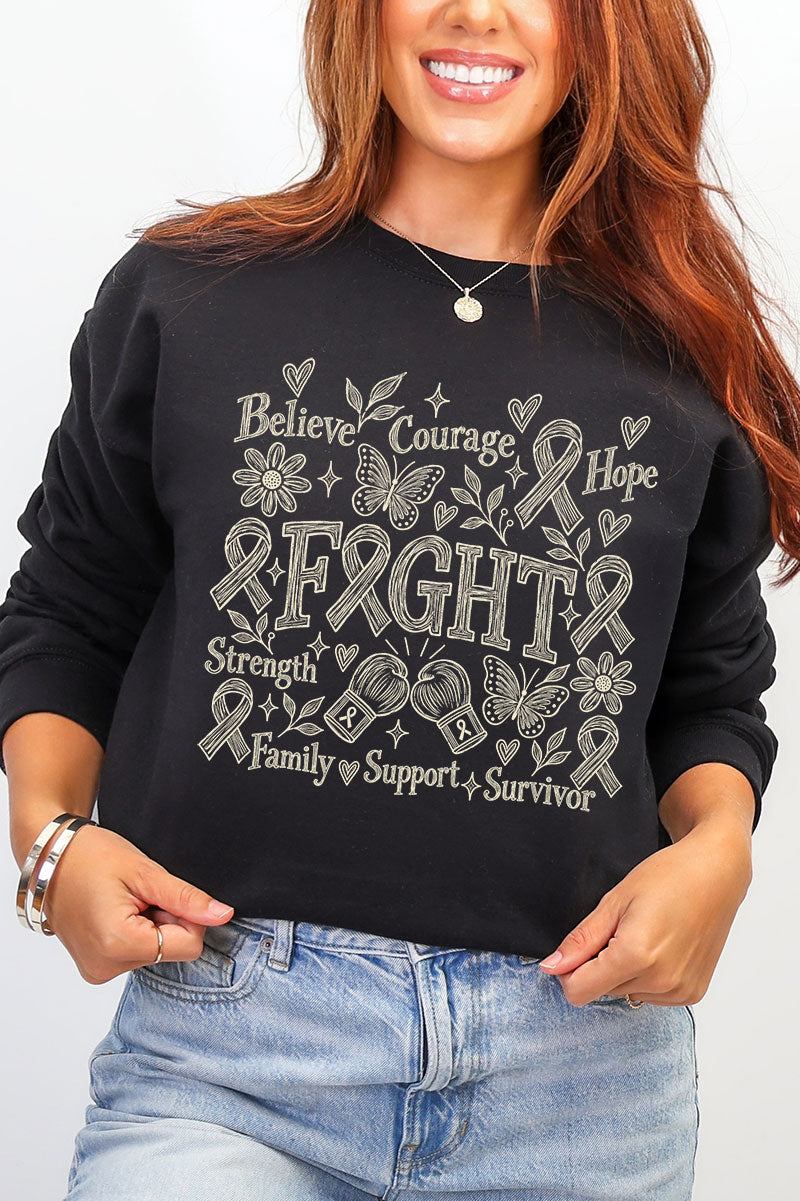 Fight Ribbon Sketch Heavy Blend Crew Sweatshirt