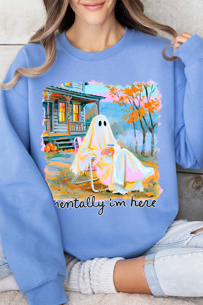 Ghost Mentally I'm Here Heavy Blend Crew Sweatshirt