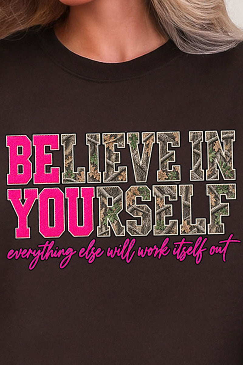 Believe In Yourself Pink Spark Heavy Blend Crew Sweatshirt