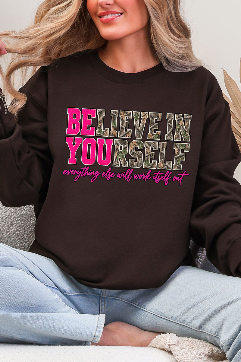 Believe In Yourself Pink Spark Heavy Blend Crew Sweatshirt