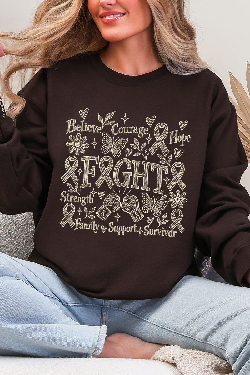 Fight Ribbon Sketch Heavy Blend Crew Sweatshirt
