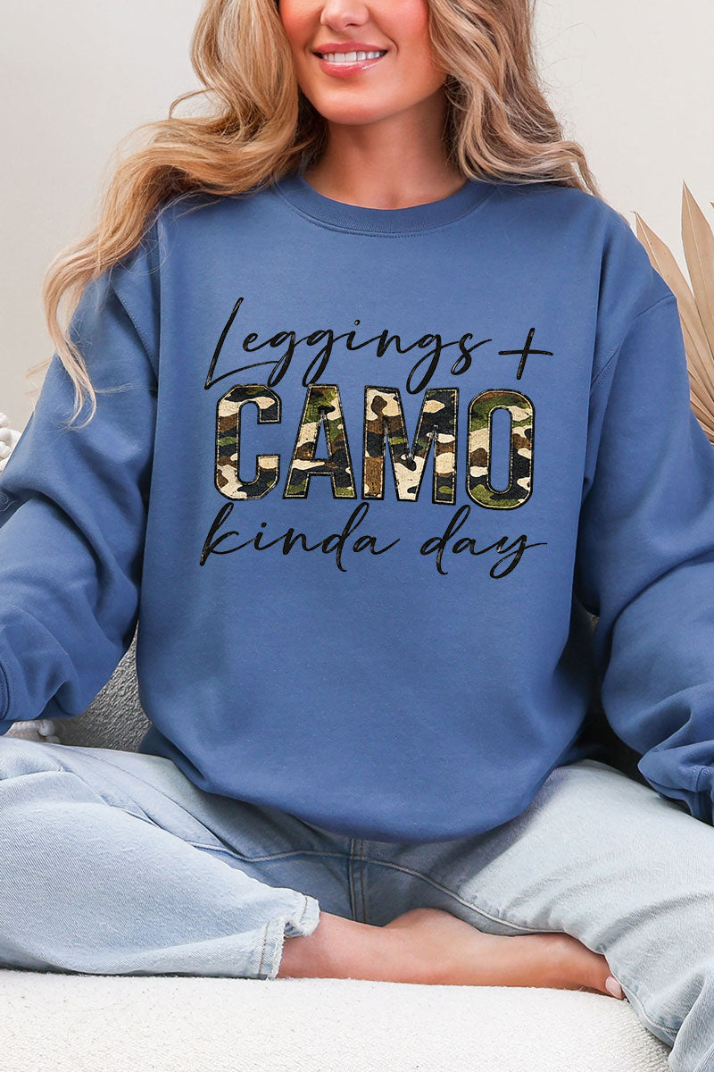 Leggings + Camo Kinda Day Heavy Blend Crew Sweatshirt