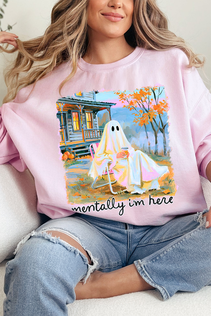 Ghost Mentally I'm Here Heavy Blend Crew Sweatshirt