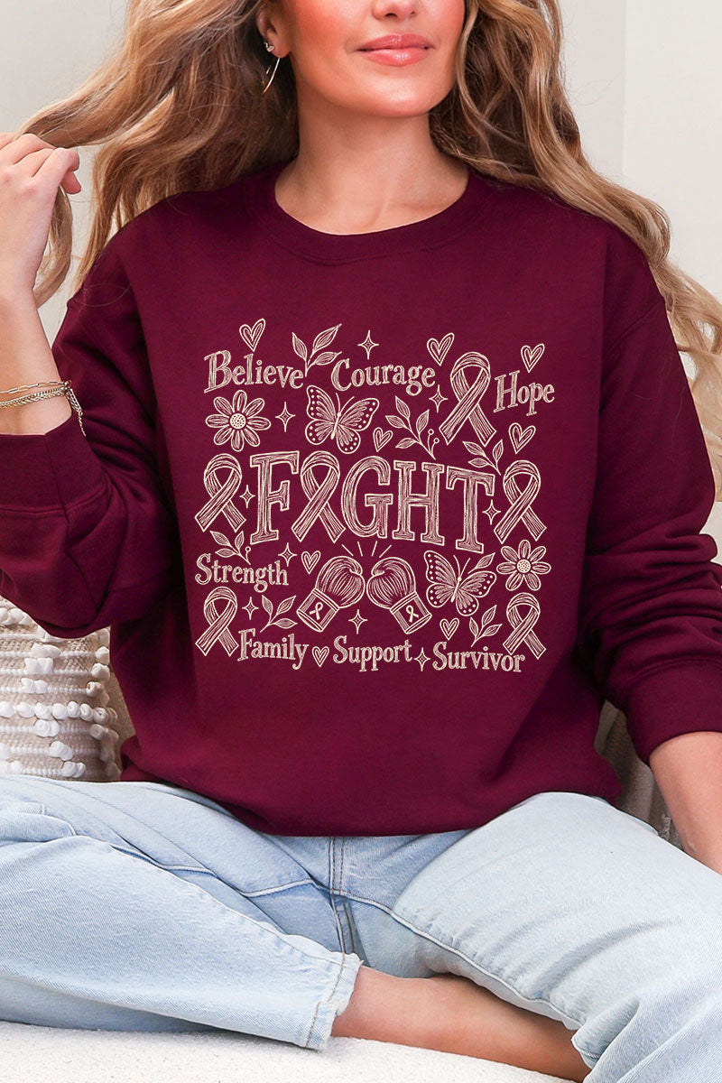Fight Ribbon Sketch Heavy Blend Crew Sweatshirt