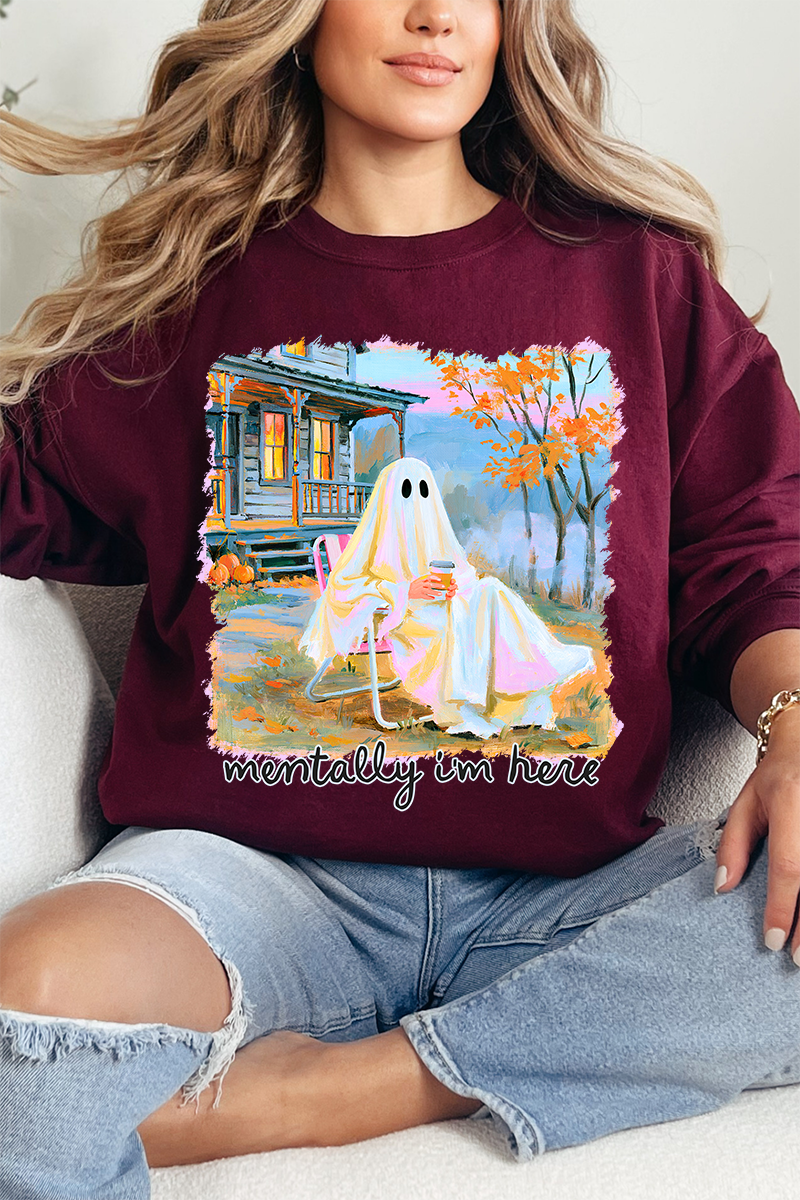 Ghost Mentally I'm Here Heavy Blend Crew Sweatshirt