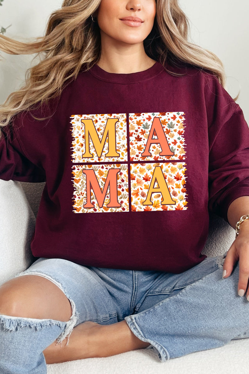 Falling Leaves Mama Heavy Blend Crew Sweatshirt