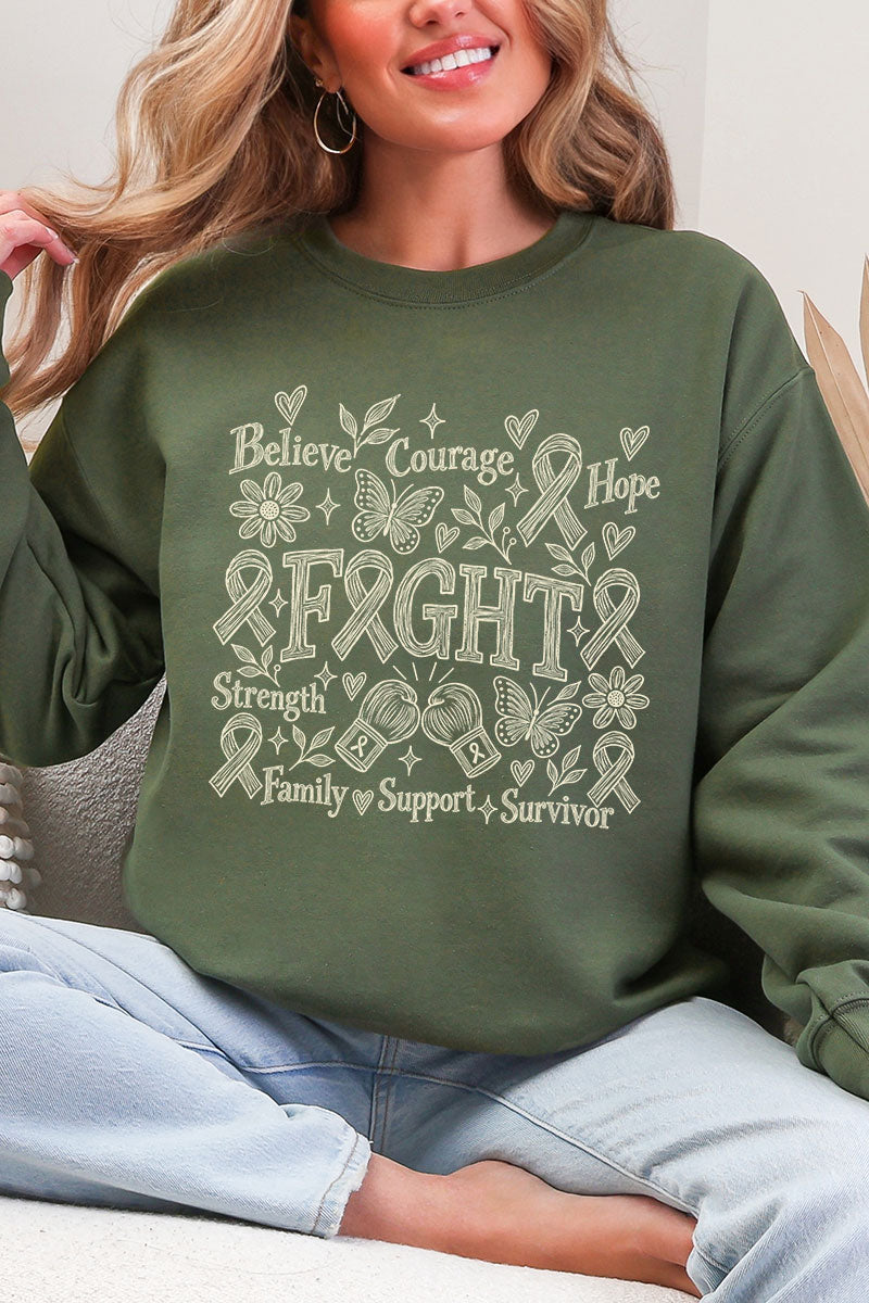 Fight Ribbon Sketch Heavy Blend Crew Sweatshirt