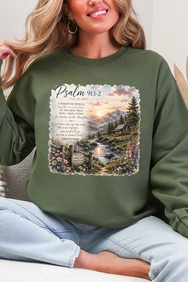 Scenic Psalm 91 Heavy Blend Crew Sweatshirt