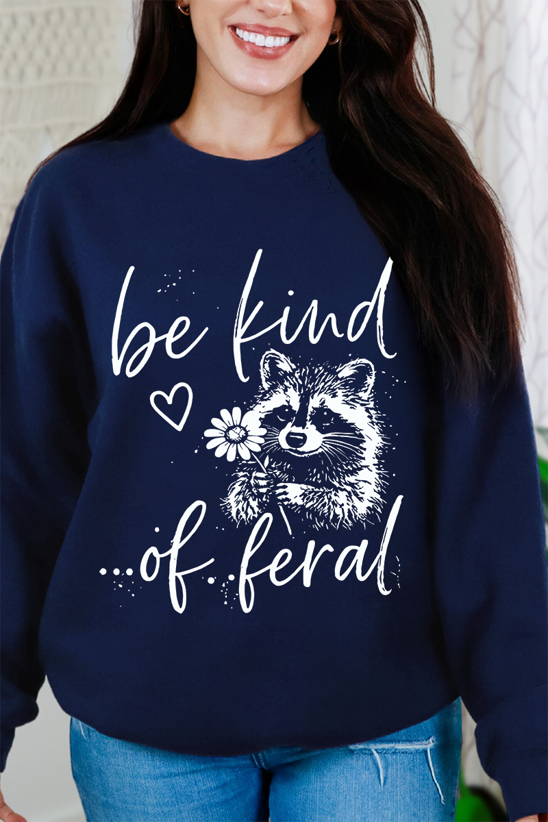 Be Kind Of Feral Raccoon Heavy Blend Crew Sweatshirt