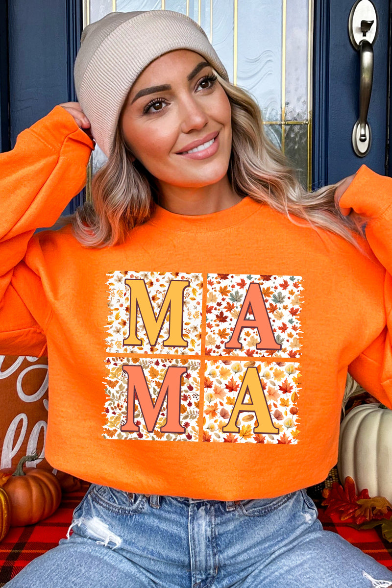 Falling Leaves Mama Heavy Blend Crew Sweatshirt