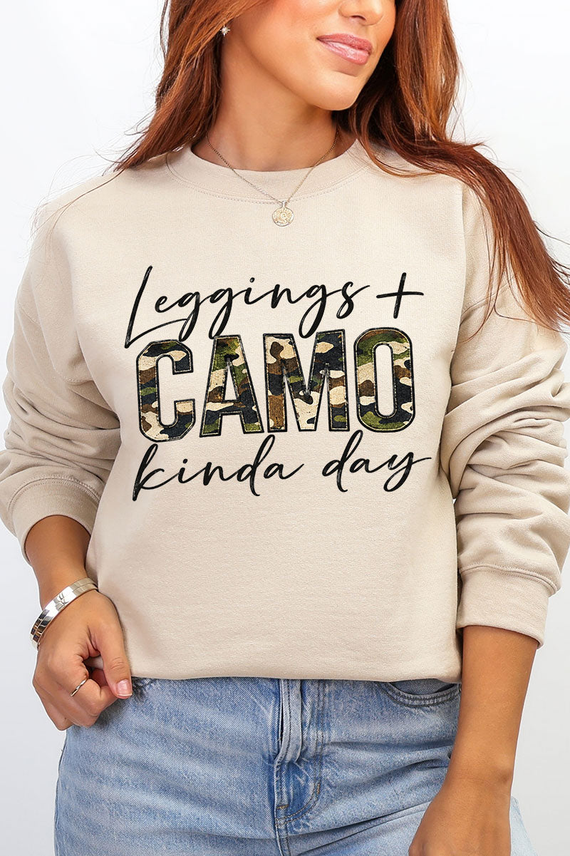 Leggings + Camo Kinda Day Heavy Blend Crew Sweatshirt