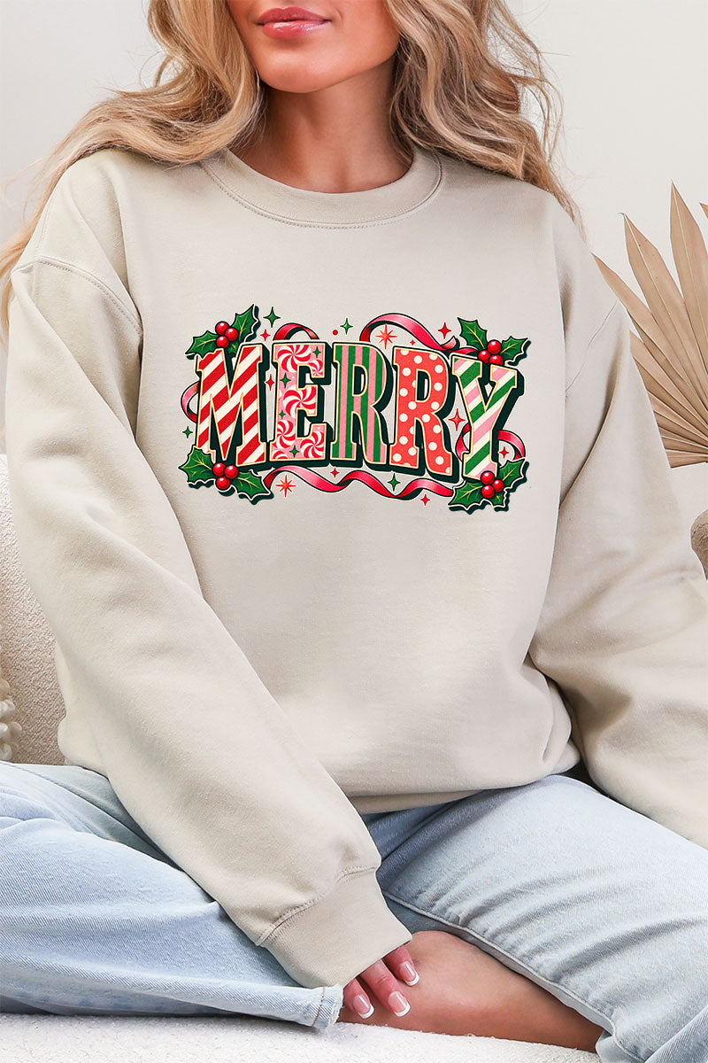 Peppermint Merry Heavy Blend Crew Sweatshirt