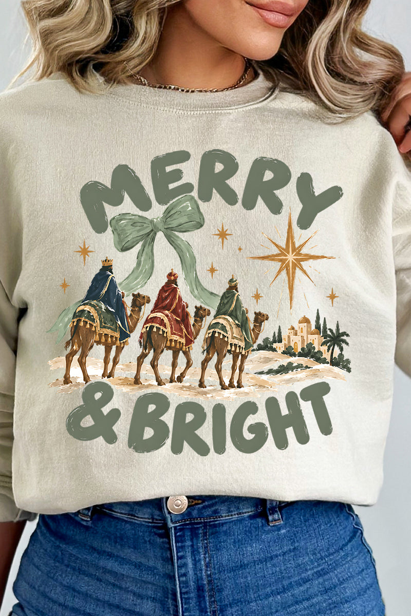 Three Kings Merry & Bright Heavy Blend Crew Sweatshirt