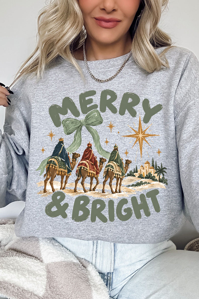 Three Kings Merry & Bright Heavy Blend Crew Sweatshirt