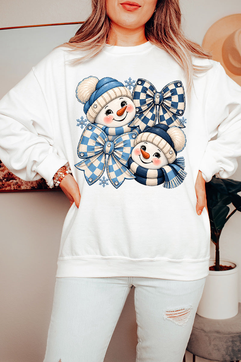 Winter Check Snowmen Heavy Blend Crew Sweatshirt