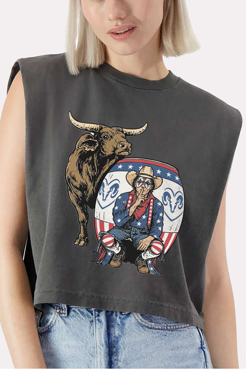 American Rodeo Clown Women's Garment-Dyed Heavyweight Muscle Tee
