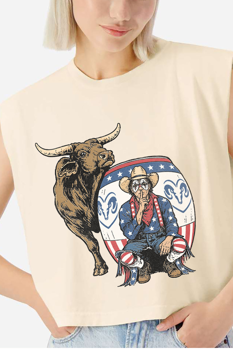 American Rodeo Clown Women's Garment-Dyed Heavyweight Muscle Tee