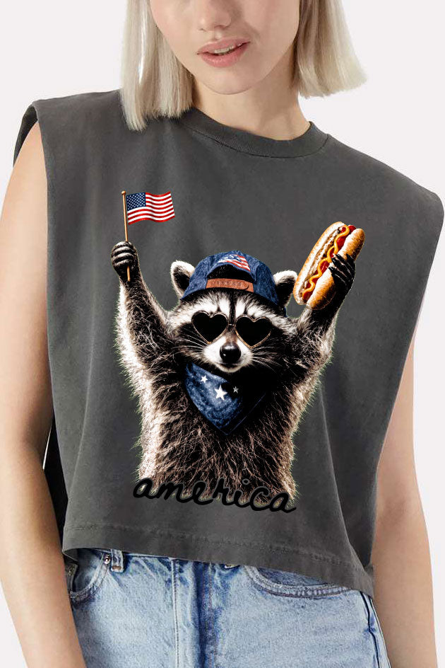 America's Backyard BBQ Bandit Women's Garment-Dyed Heavyweight Muscle Tee