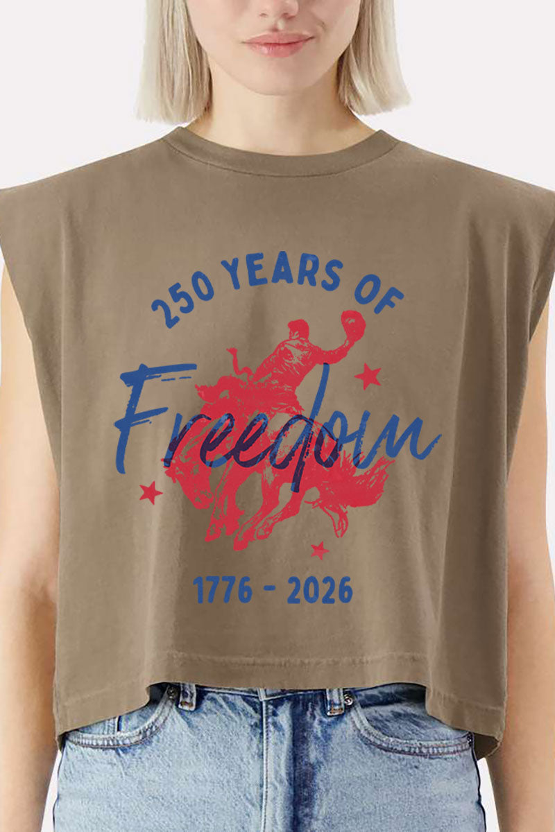 Cowboy 250 Years Of Freedom Women's Garment-Dyed Heavyweight Muscle Tee