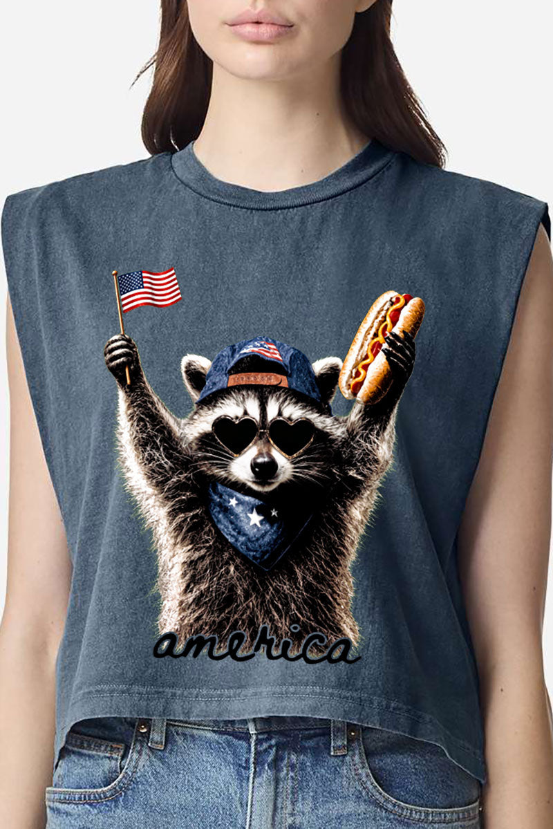 America's Backyard BBQ Bandit Women's Garment-Dyed Heavyweight Muscle Tee