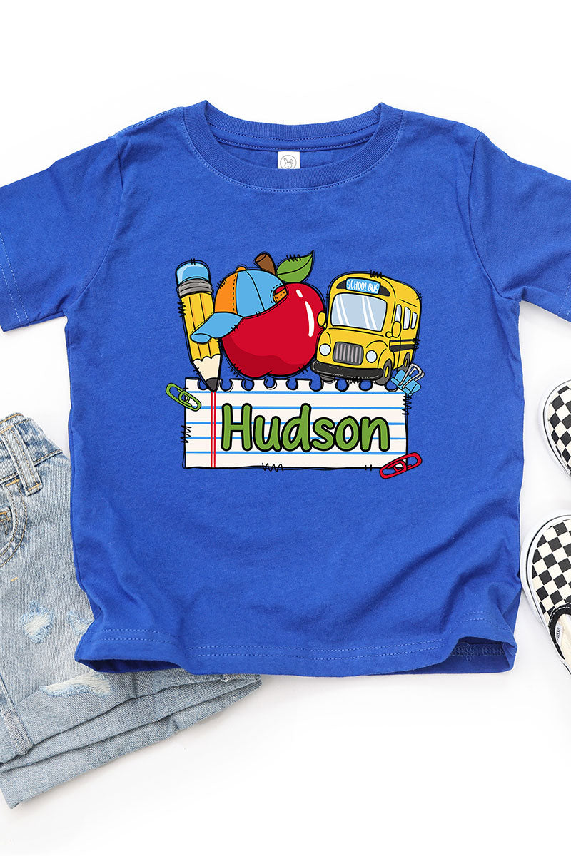 Toddler Personalized Back-to-School Name Tag Boy Fine Jersey Tee *Enter Kid's Name