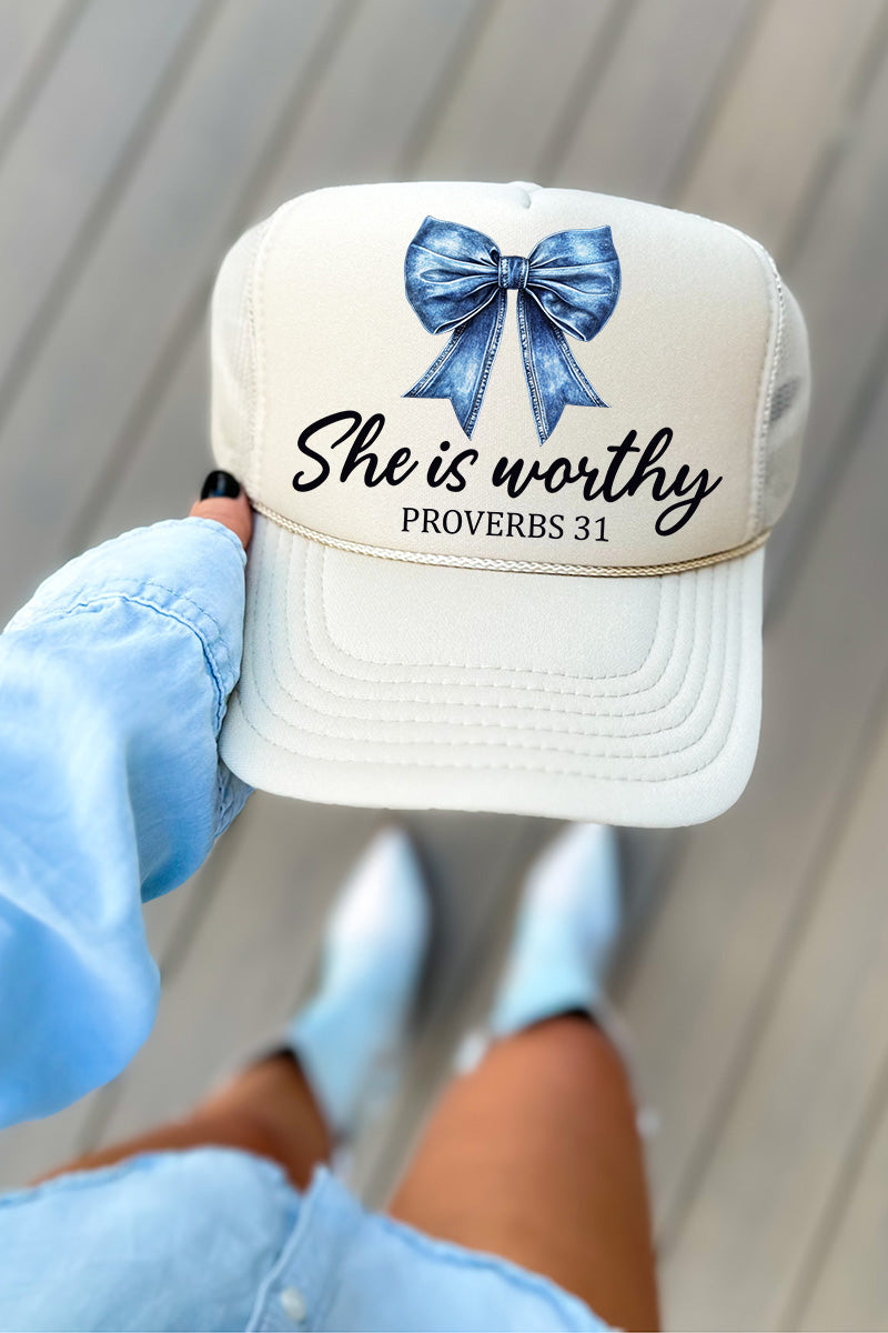 Blue Bow Worthy Otto Foam Front Trucker Hat