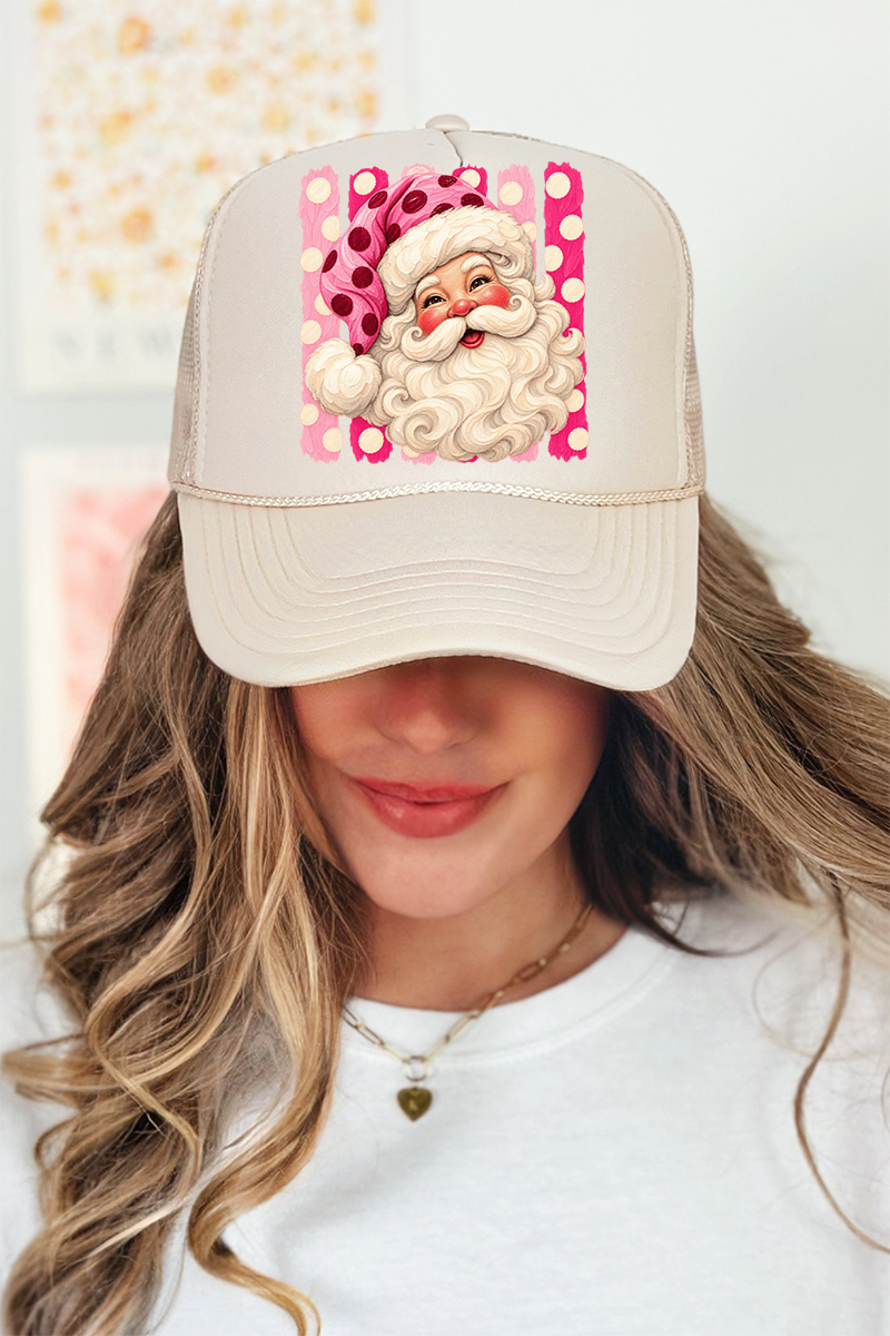 Pink Dot Jolly Santa Otto Foam Front Trucker Hat