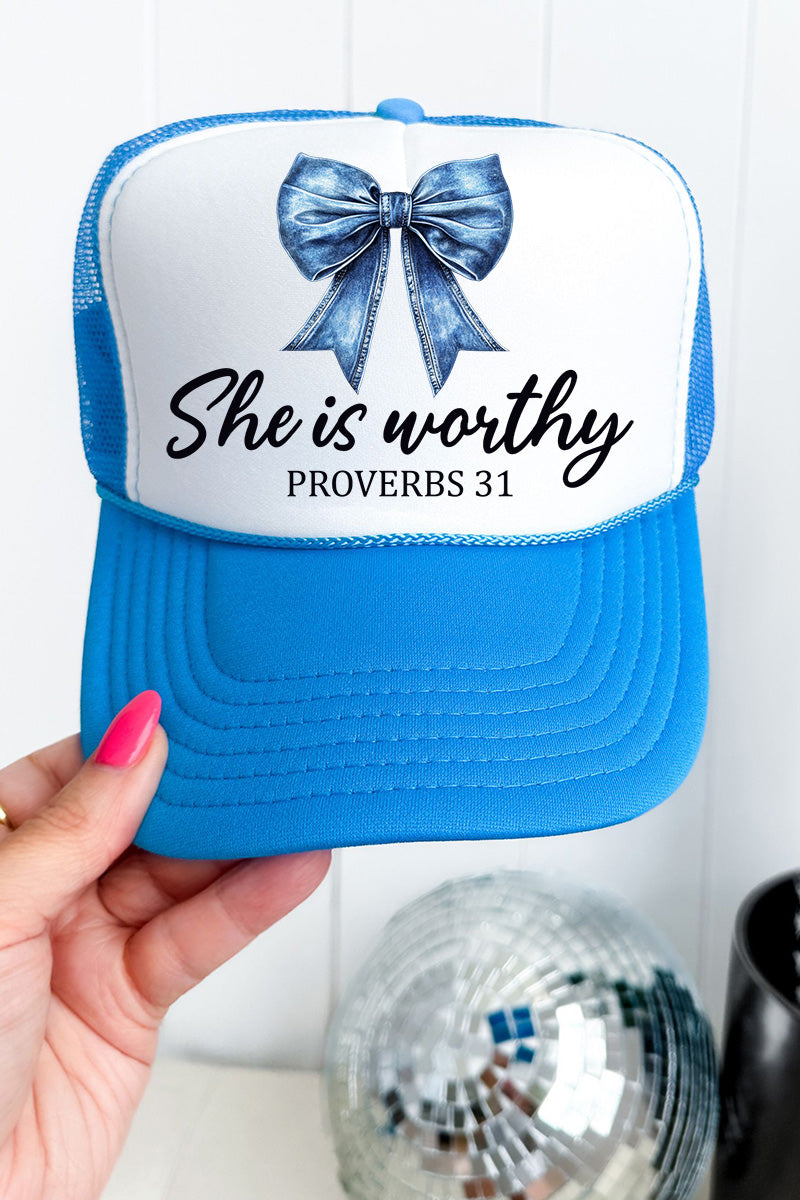 Blue Bow Worthy Otto Foam Front Trucker Hat