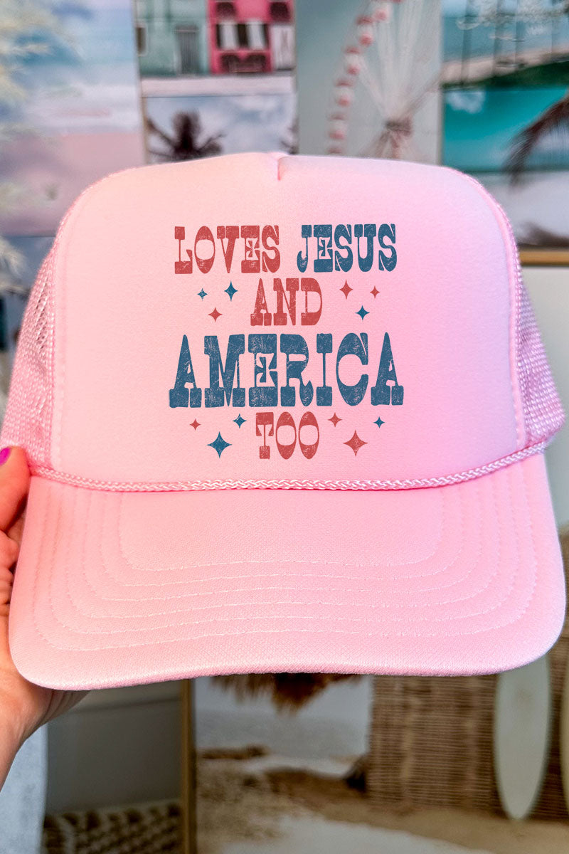 Retro Loves Jesus & America Too Otto Foam Front Trucker Hat