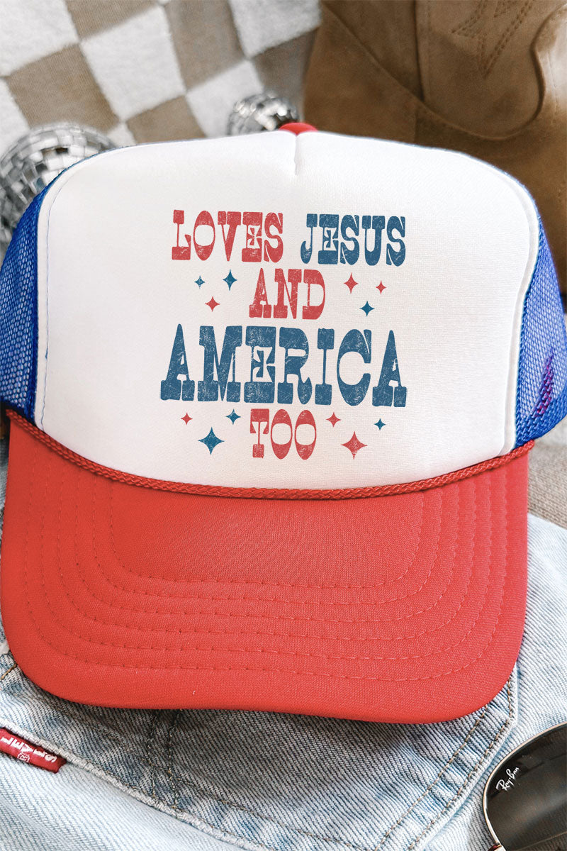 Retro Loves Jesus & America Too Otto Foam Front Trucker Hat