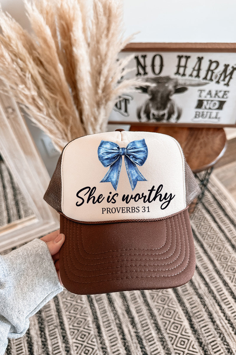 Blue Bow Worthy Otto Foam Front Trucker Hat
