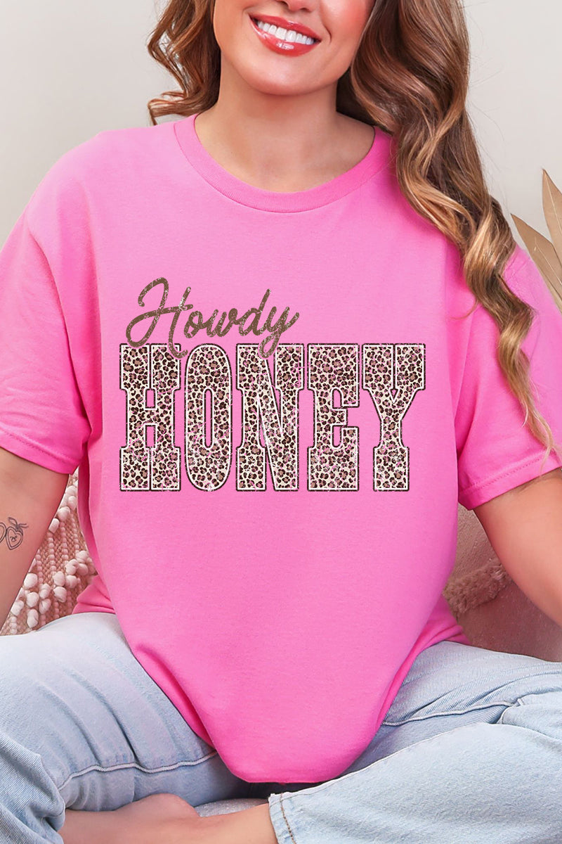 Leopard Howdy Honey Short Sleeve Relaxed Fit T-Shirt