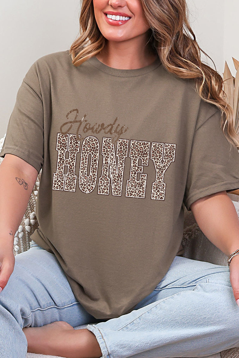 Leopard Howdy Honey Short Sleeve Relaxed Fit T-Shirt