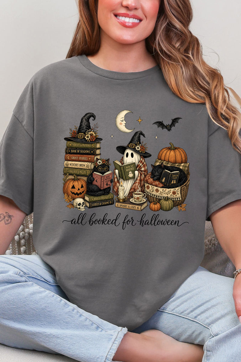 All Booked For Halloween Short Sleeve Relaxed Fit T-Shirt