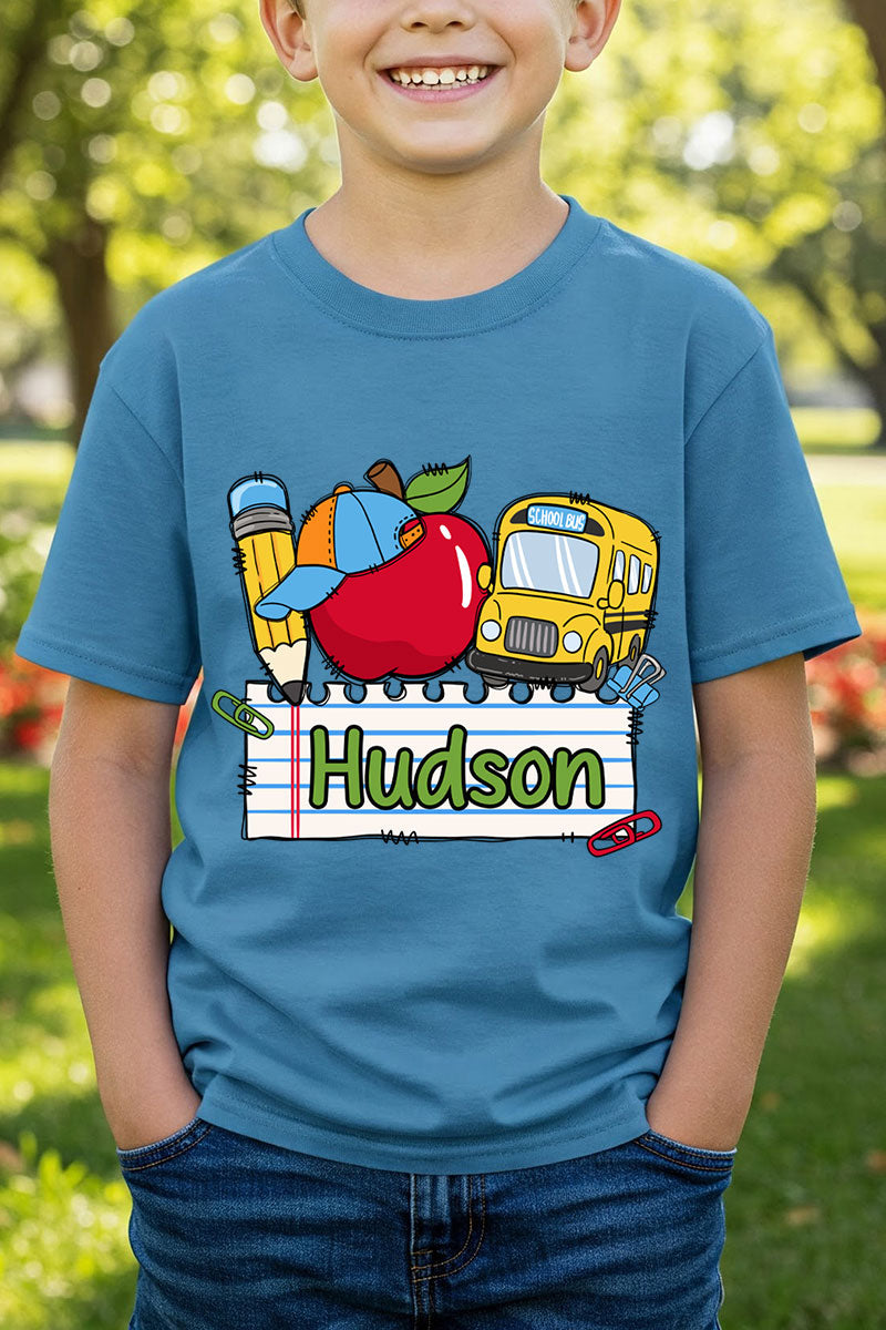 Youth Personalized Back-to-School Name Tag Boy Short Sleeve Relaxed Fit T-Shirt *Enter Kid's Name