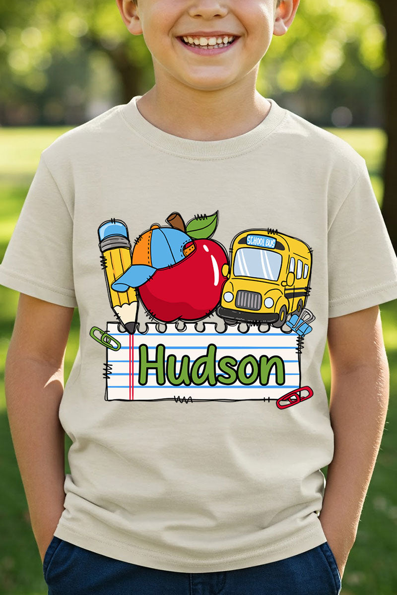 Youth Personalized Back-to-School Name Tag Boy Short Sleeve Relaxed Fit T-Shirt *Enter Kid's Name
