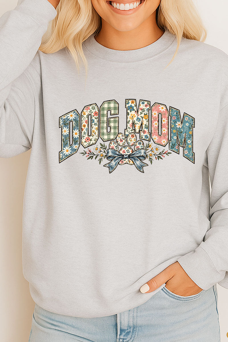 Dog Mom Petals & Paw Heavy Cotton Long Sleeve Adult T-Shirt