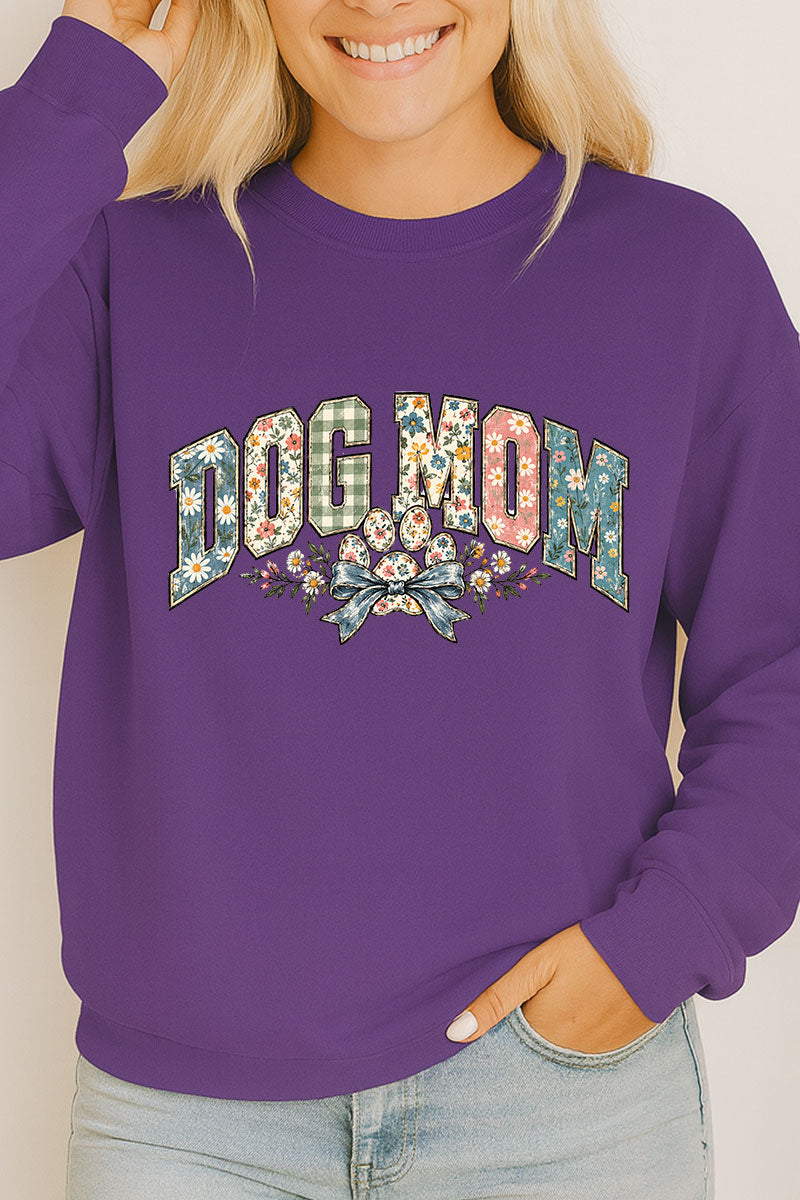Dog Mom Petals & Paw Heavy Cotton Long Sleeve Adult T-Shirt
