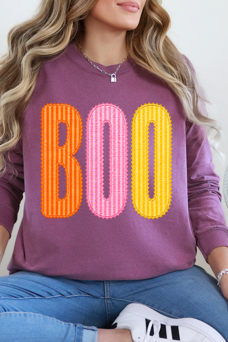 Candy Stripe Boo Comfort Colors Heavyweight Long T-Shirt