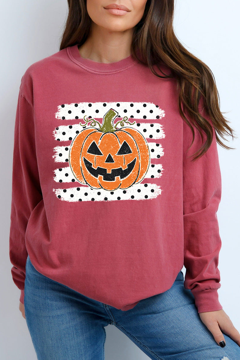 Spooky Pumpkin Pop Comfort Colors Heavyweight Long T-Shirt