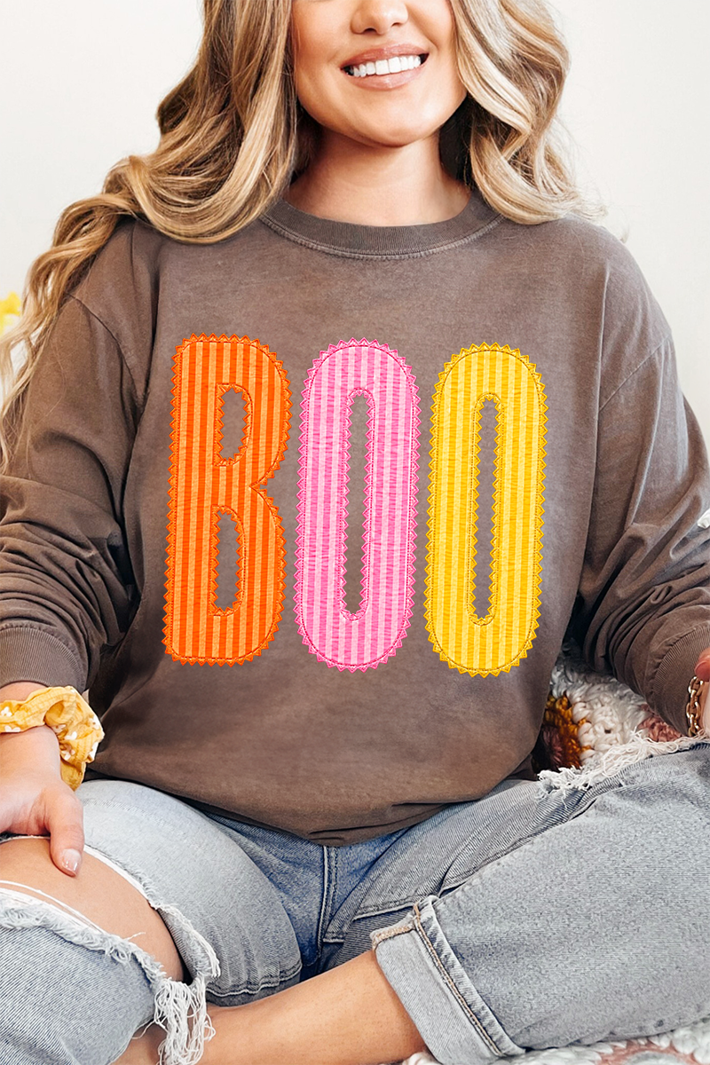Candy Stripe Boo Comfort Colors Heavyweight Long T-Shirt