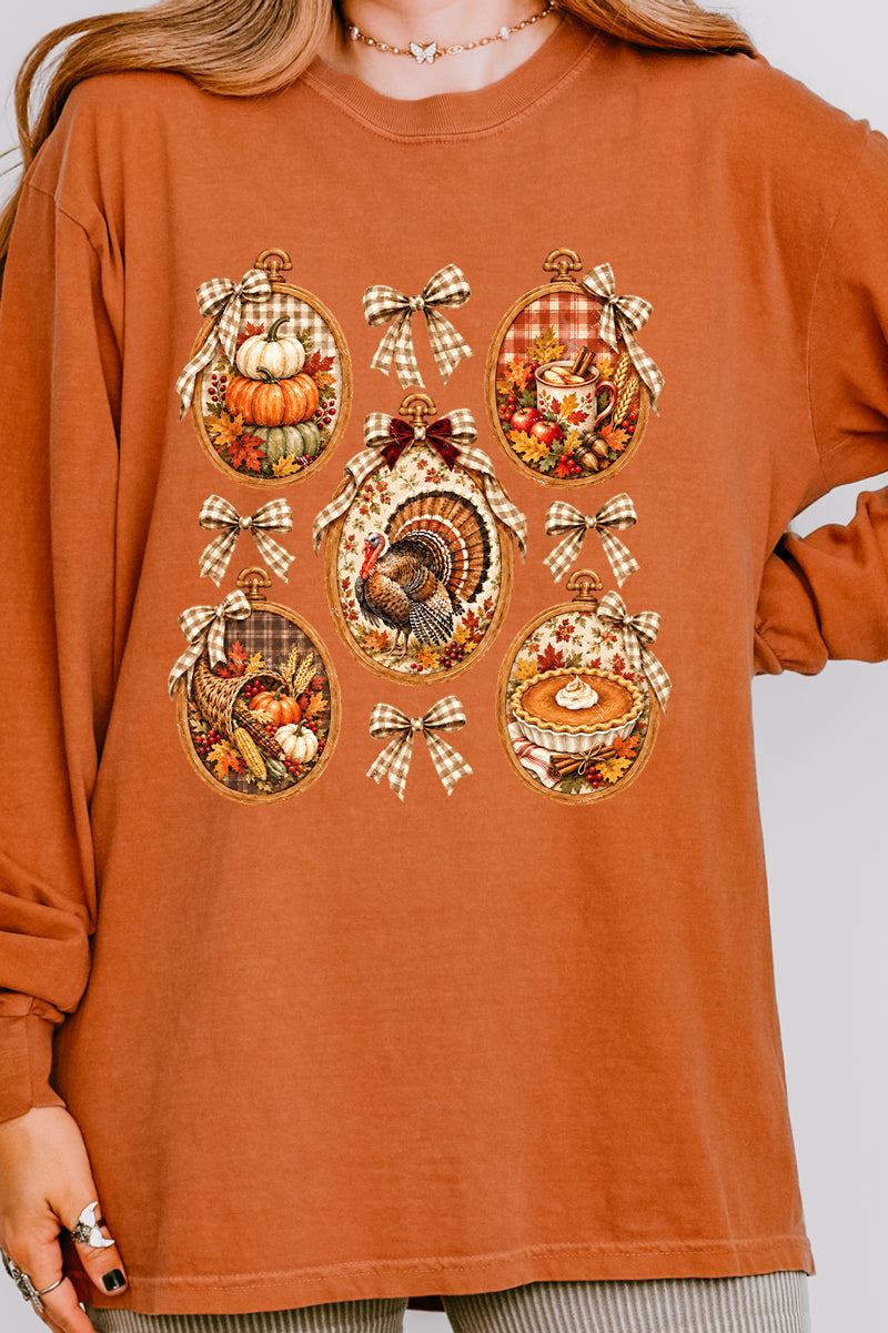 Thanksgiving Portraits Comfort Colors Heavyweight Long T-Shirt