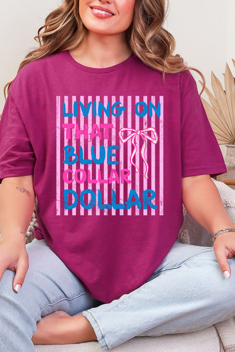 Striped Blue Collar Dollar Pink And Blue Softstyle Adult T-Shirt