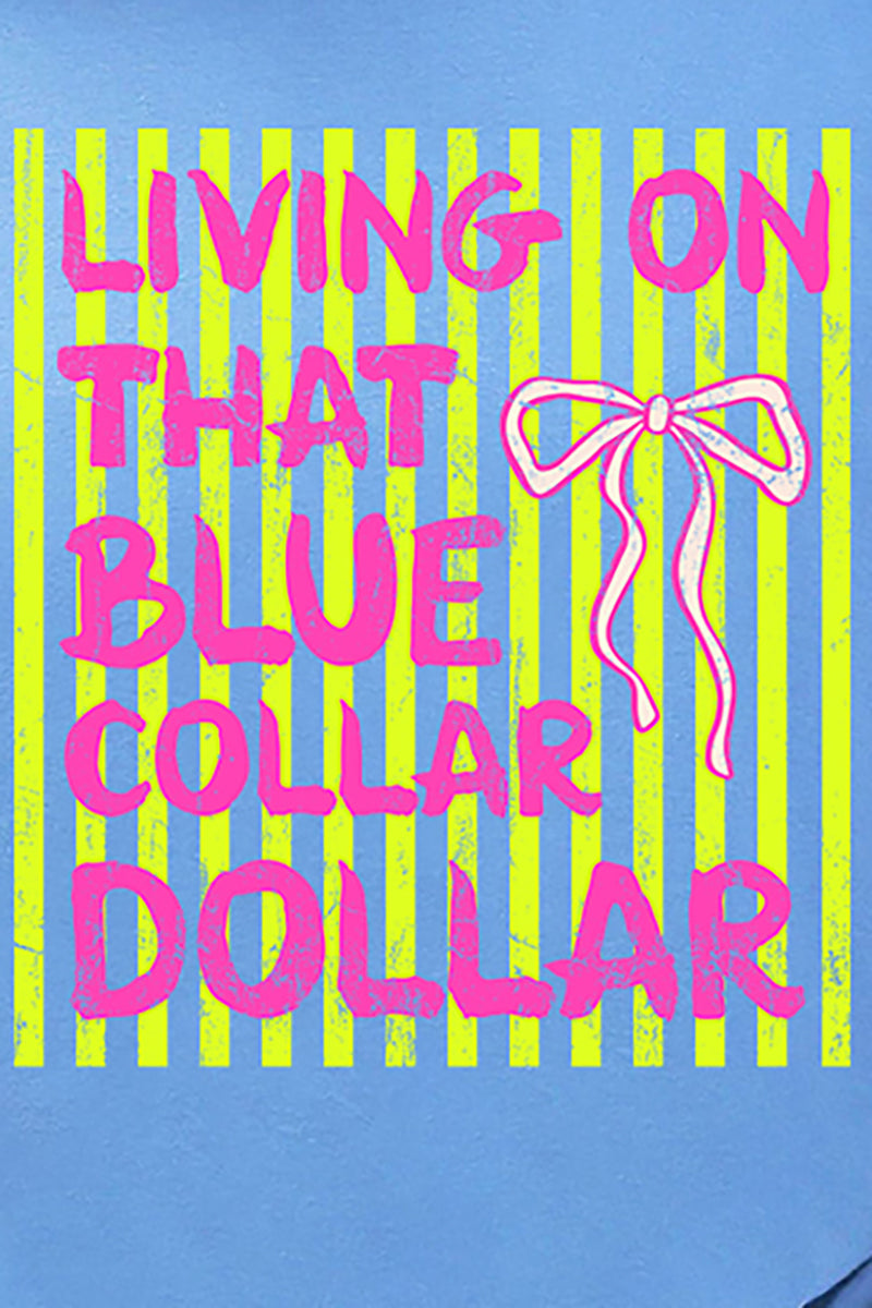 Striped Blue Collar Dollar Yellow And Pink Ready To Press DTF Transfer