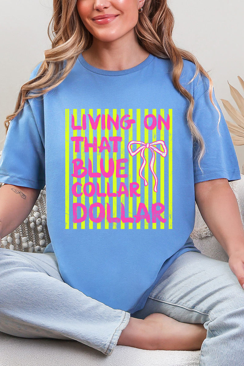 Striped Blue Collar Dollar Yellow And Pink Softstyle Adult T-Shirt