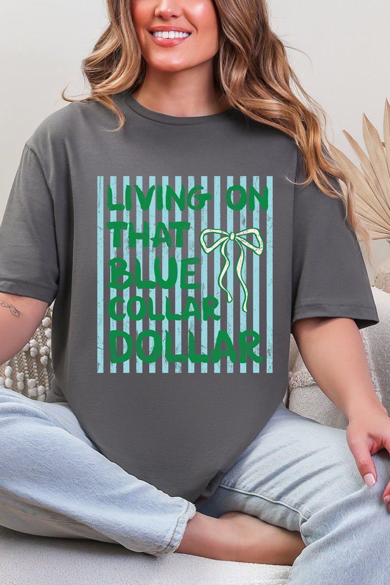 Striped Blue Collar Dollar Blue And Green Softstyle Adult T-Shirt