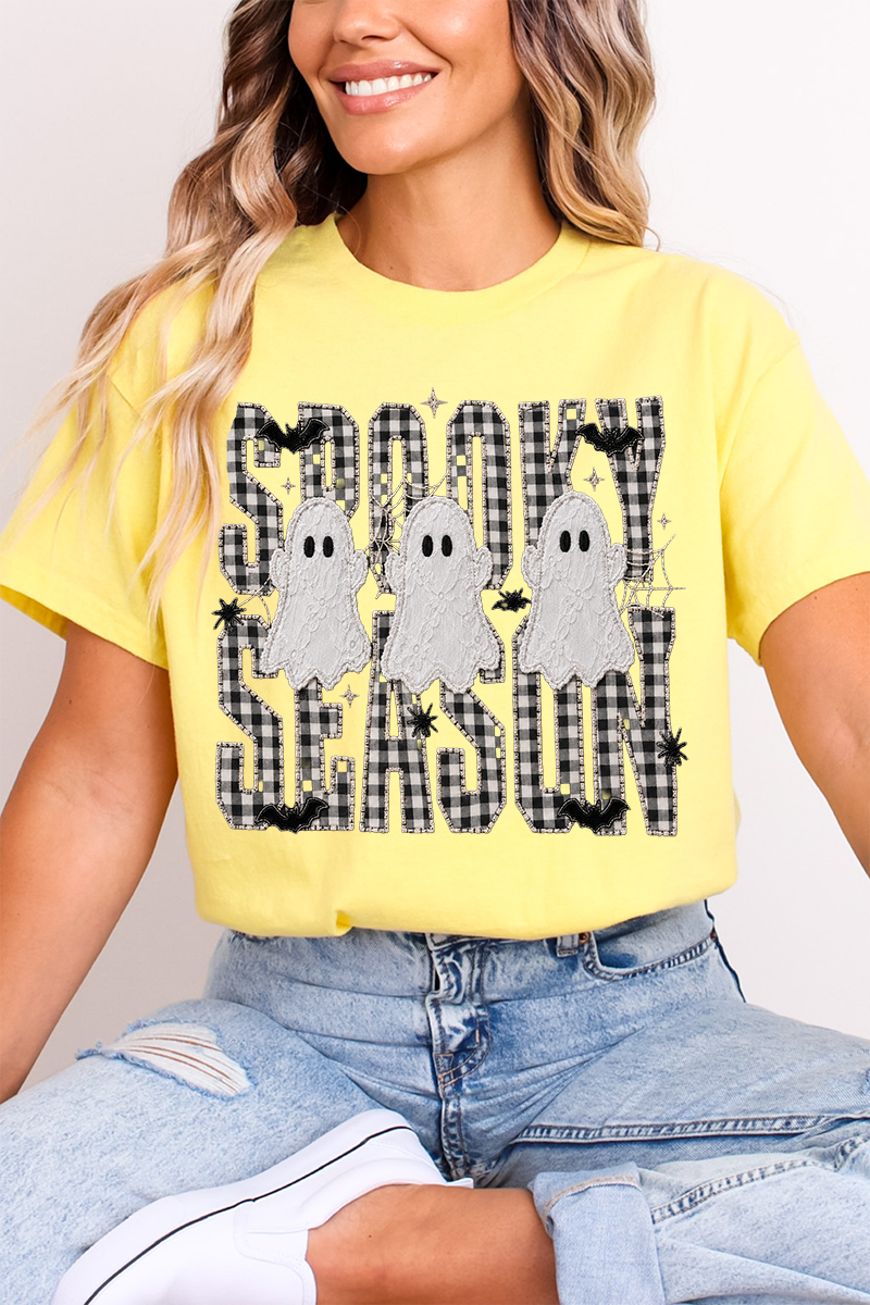 Spooky Season Gingham & Ghosts Softstyle Adult T-Shirt