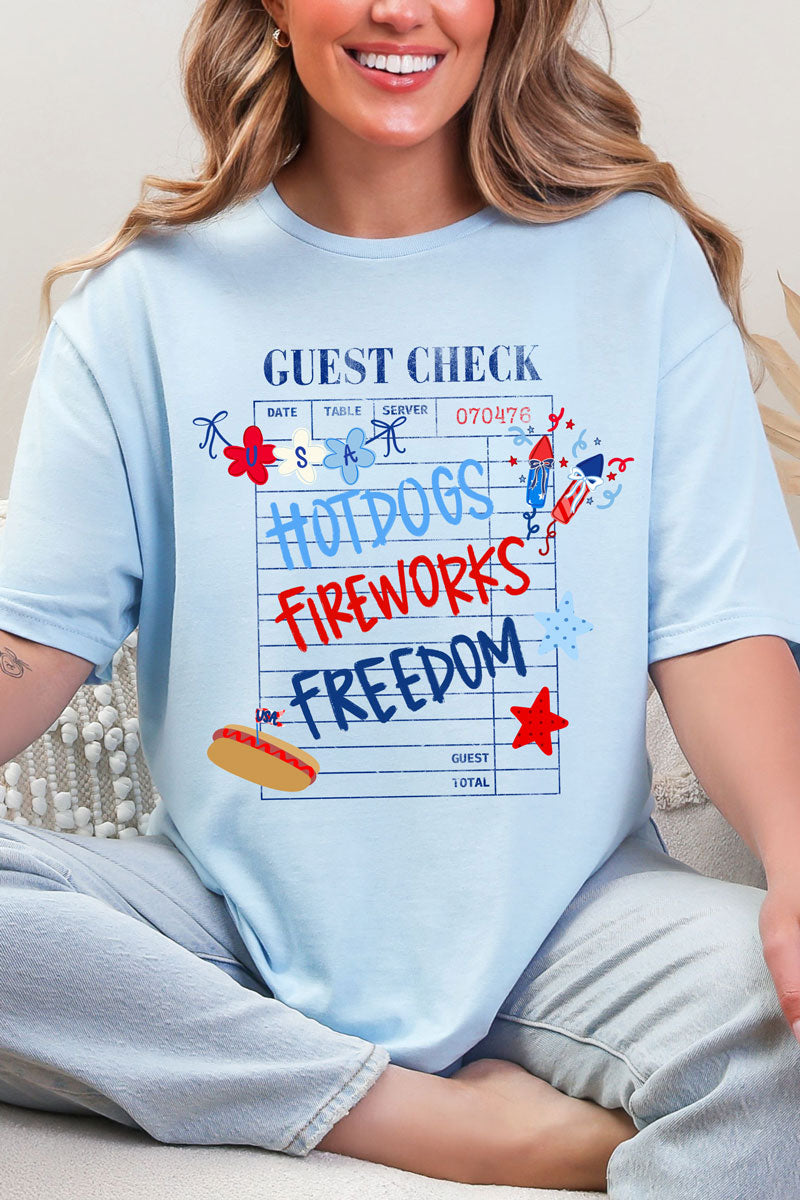 Guest Check Hotdogs Fireworks Freedom Softstyle Adult T-Shirt