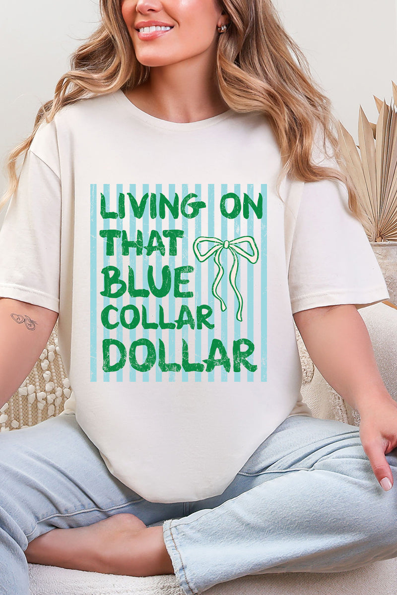 Striped Blue Collar Dollar Blue And Green Softstyle Adult T-Shirt