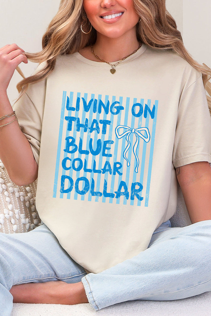 Striped Blue Collar Dollar Blue Softstyle Adult T-Shirt